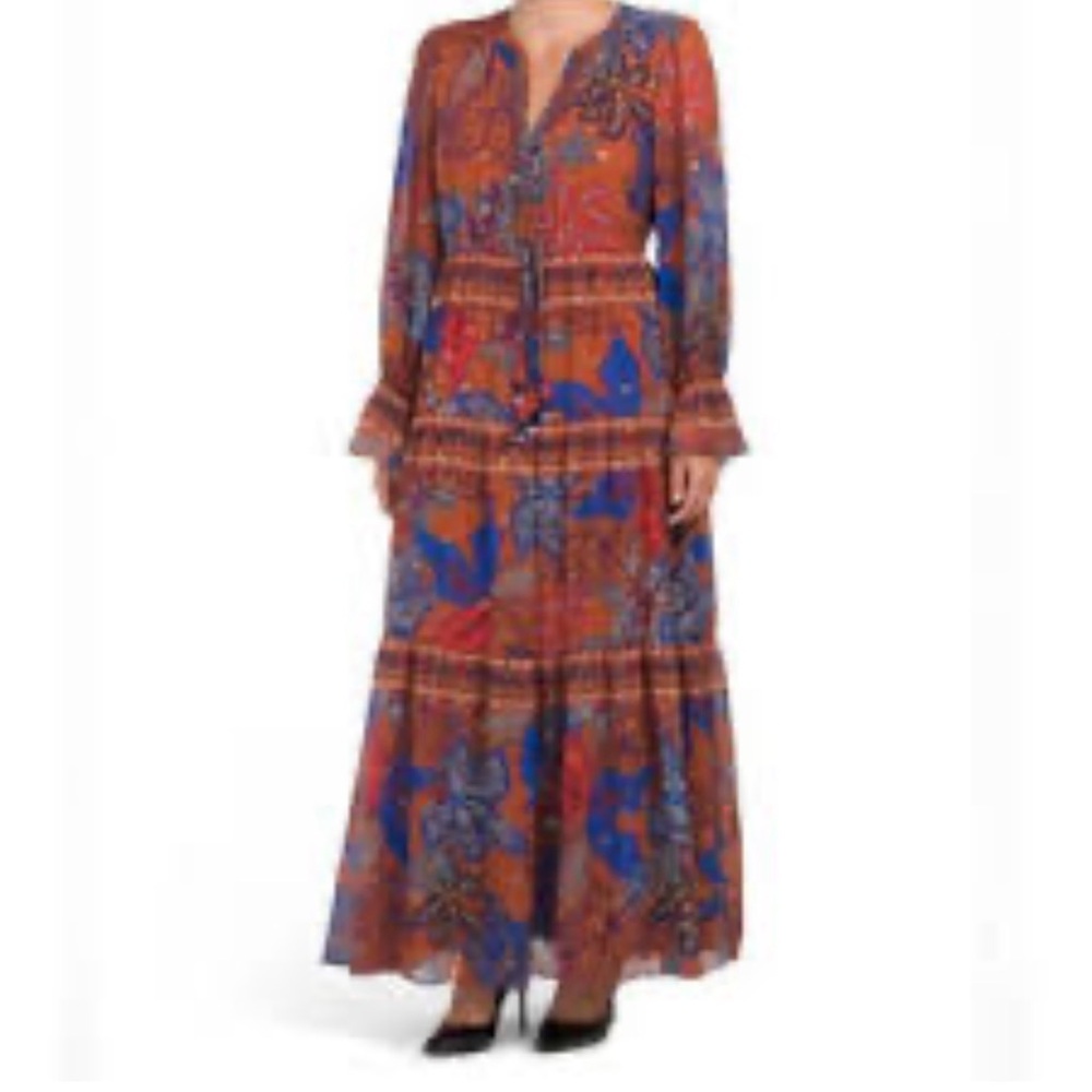 House of Harlow 1960 Red and Blue Floral Maxi Dress